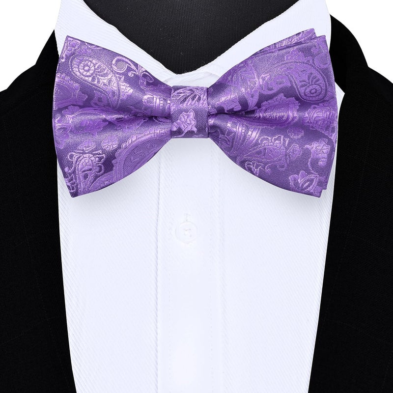 GUSLESON Bow Ties for Men Pre-tied Adjustable Paisley Bowties for Wedding Business Party - Image 2